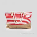 Casual large capacity red striped handbag